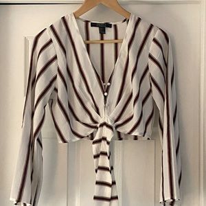 Forever 21 striped long sleeve crop top